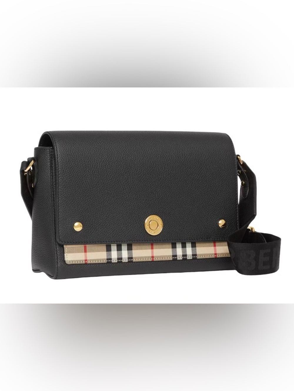 NWT* Burberry Leather and Vintage Check
Note Crossbody Bag black